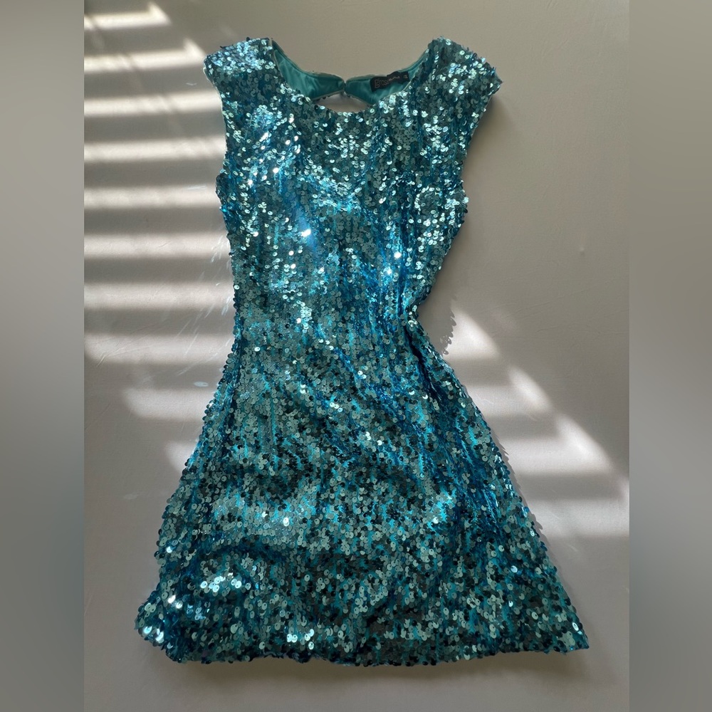 Vintage Blue Grass Collection Sequin Mini Dress (Size Medium)